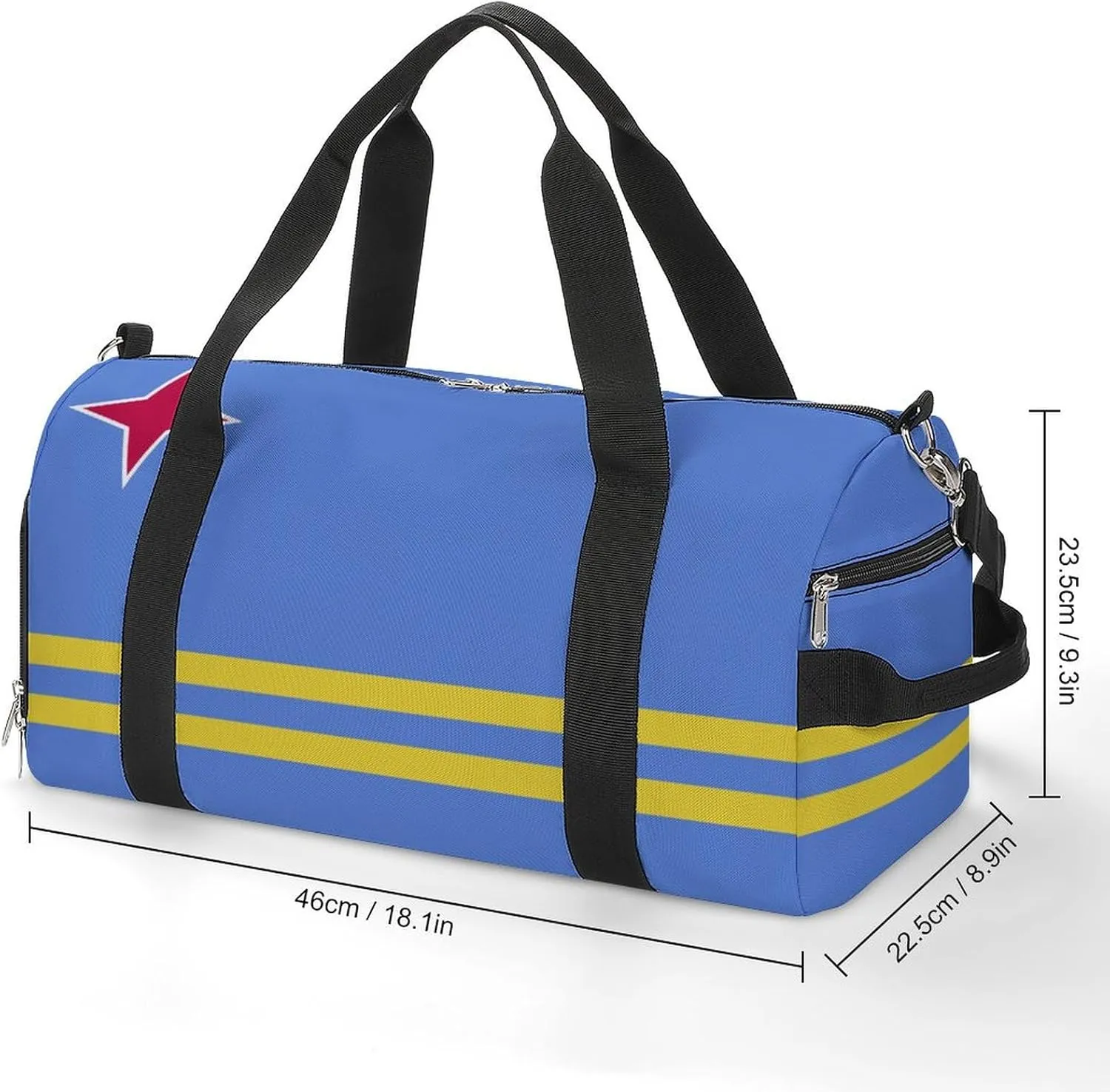 Lightweight Aruba Flag Sports Duffel Bag for Men Women Shoe Compartment