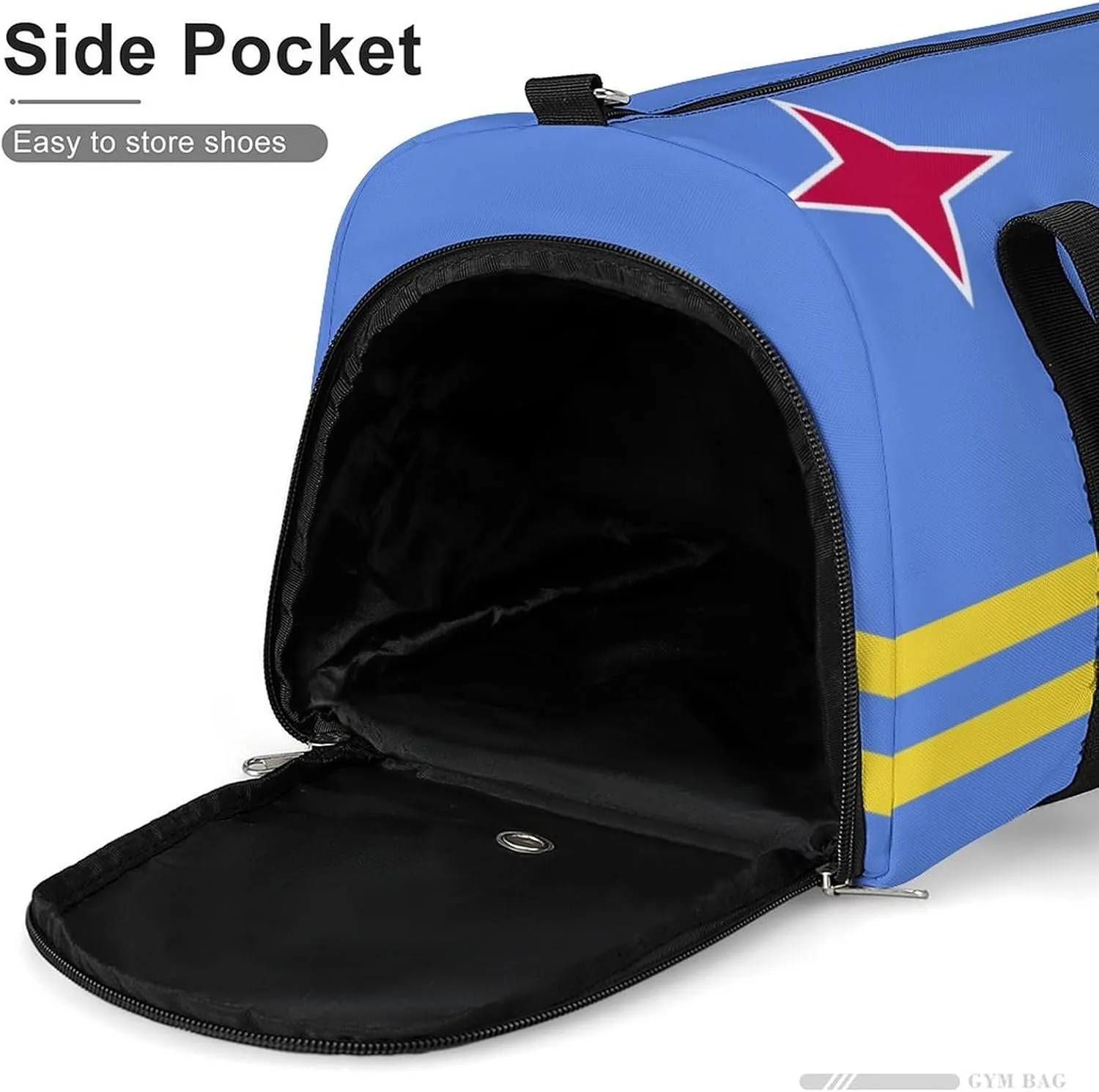 Lightweight Aruba Flag Sports Duffel Bag for Men Women Shoe Compartment