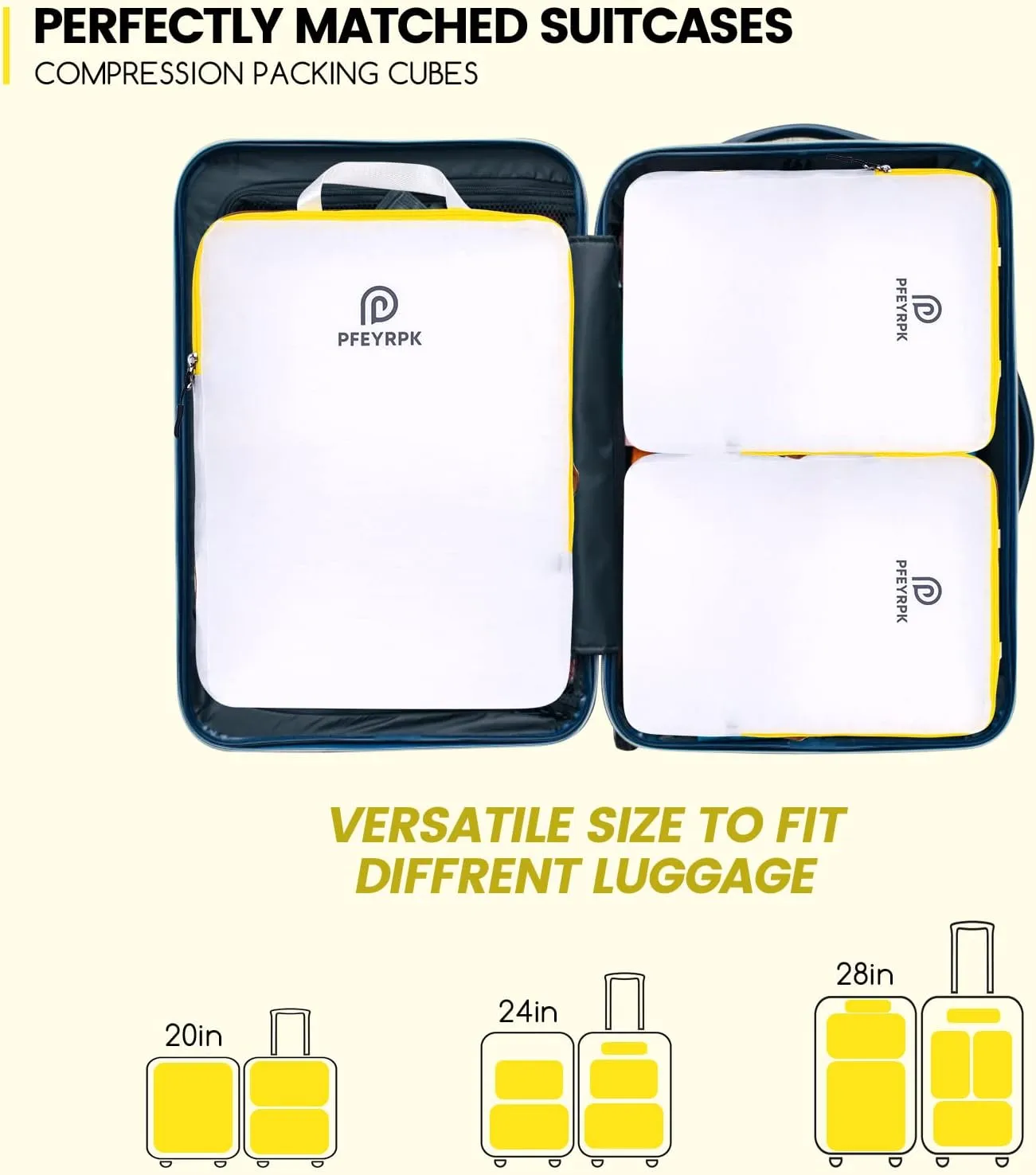 Lightweight Compression Packing Cubes for Suitcases, Compressible Expandable Travel Packing Organizer with Clear Toiletries and Backpack Bag, Travel Essentials for Carry on Luggage 7 Set