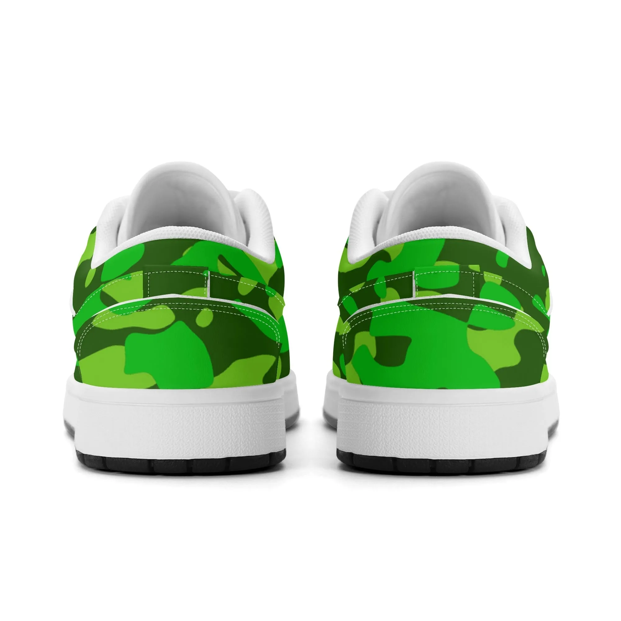 Lime Green Camouflage Low Top Leder Sneaker für Damen