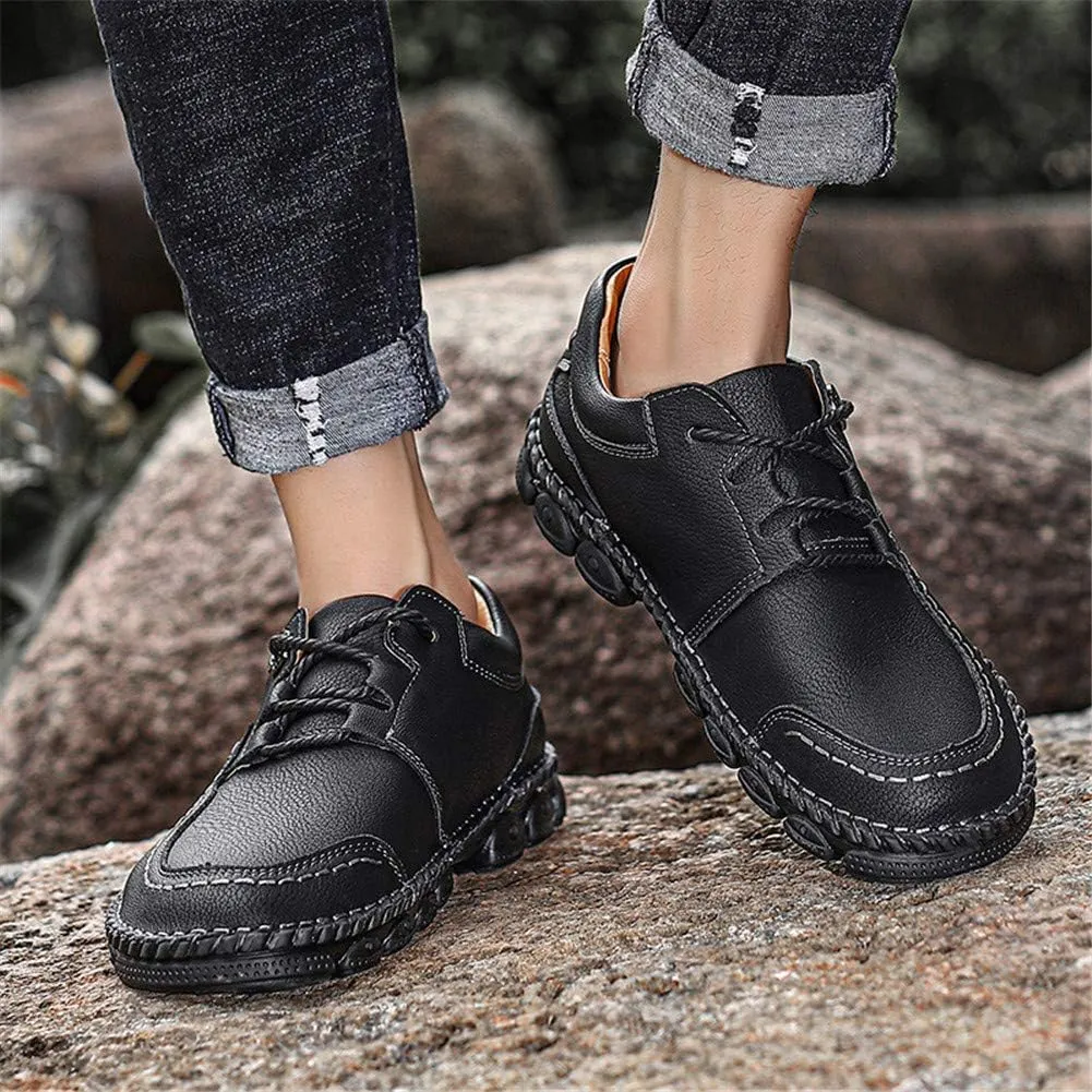 LLTMALL Men's Outdoor Leather Loafer Shoes Slip-on Sneakers Hiking Walking Mocs