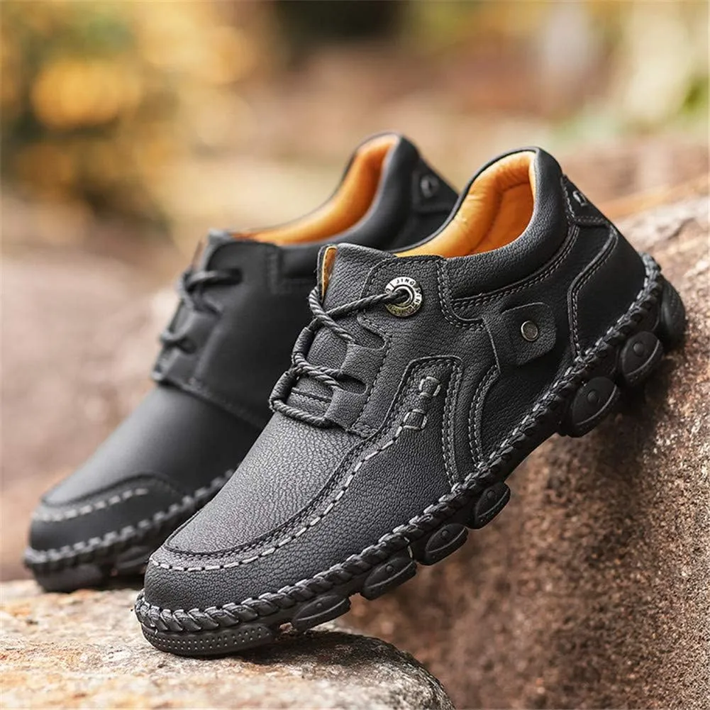 LLTMALL Men's Outdoor Leather Loafer Shoes Slip-on Sneakers Hiking Walking Mocs