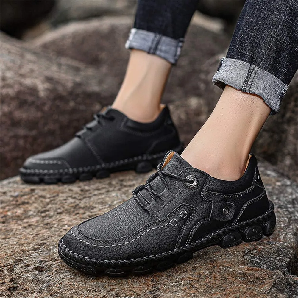 LLTMALL Men's Outdoor Leather Loafer Shoes Slip-on Sneakers Hiking Walking Mocs