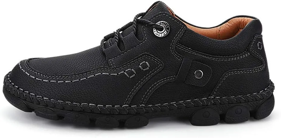 LLTMALL Men's Outdoor Leather Loafer Shoes Slip-on Sneakers Hiking Walking Mocs