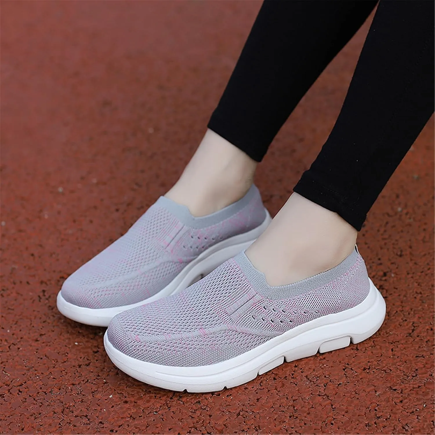 LLTMALL Women's Men's Slip on Knit Driving Loafers Sneakers Breathable Mesh Work Walking Shoes