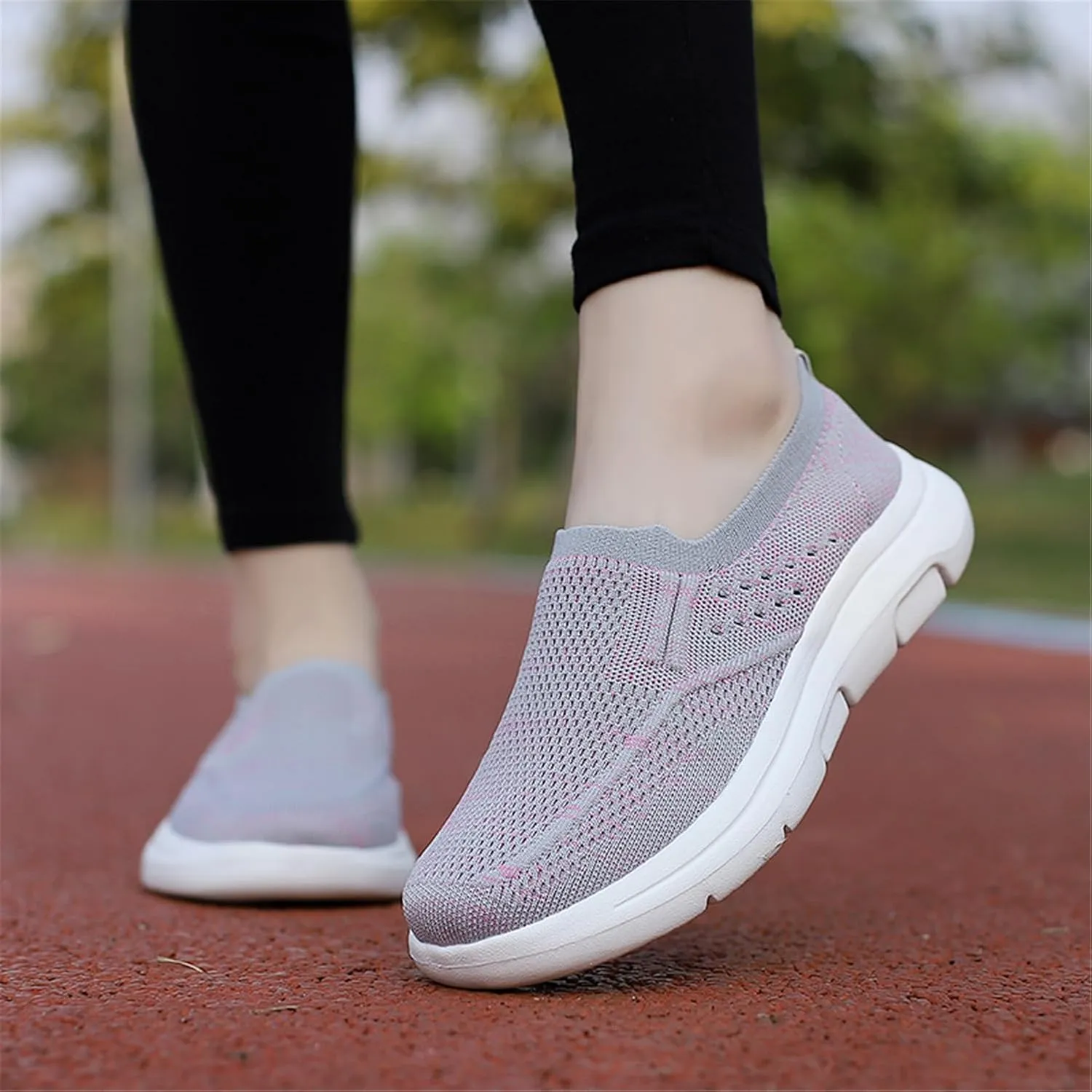 LLTMALL Women's Men's Slip on Knit Driving Loafers Sneakers Breathable Mesh Work Walking Shoes