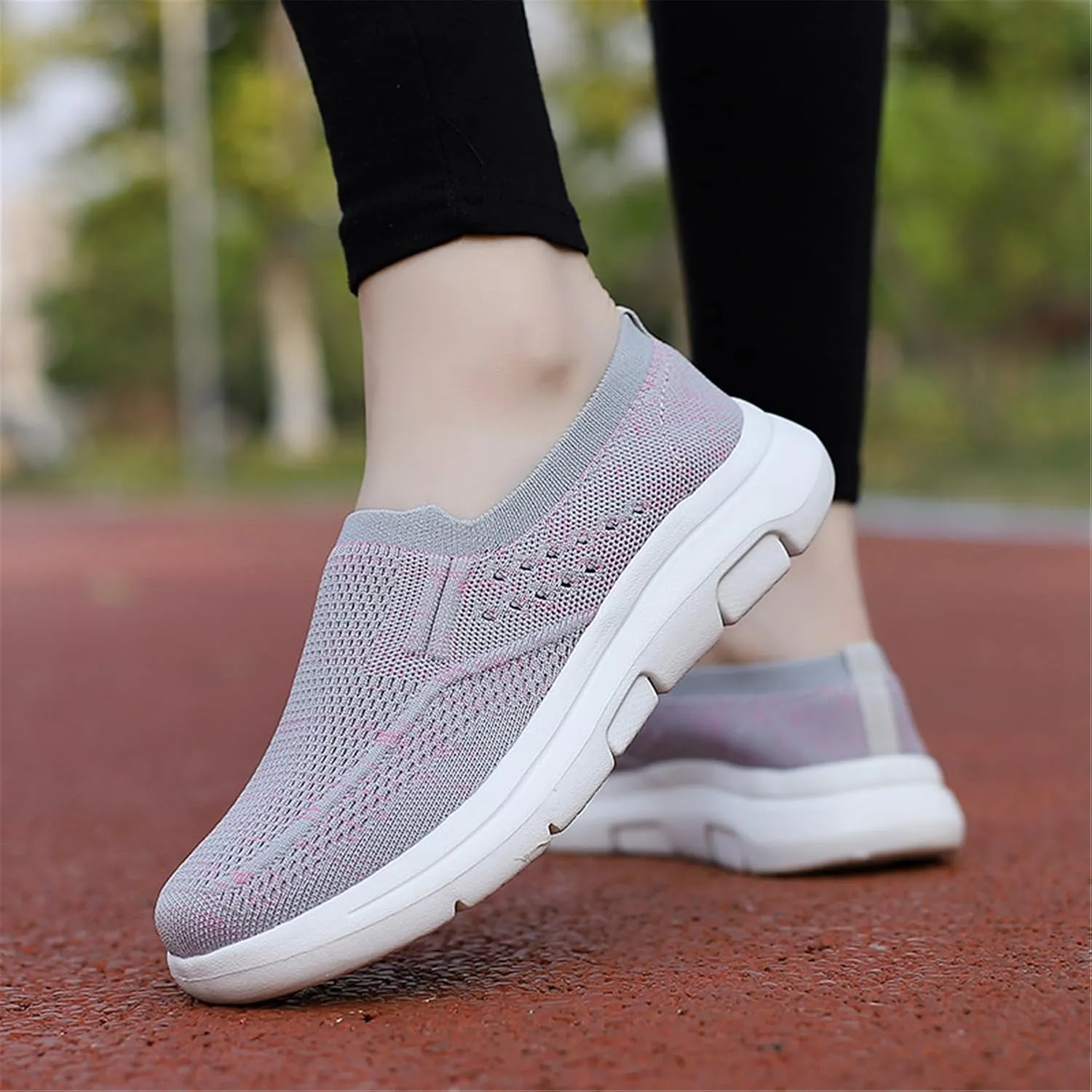 LLTMALL Women's Men's Slip on Knit Driving Loafers Sneakers Breathable Mesh Work Walking Shoes