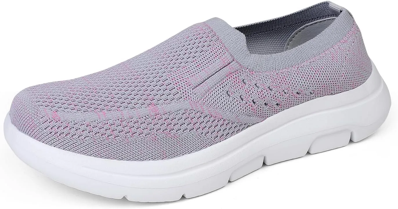 LLTMALL Women's Men's Slip on Knit Driving Loafers Sneakers Breathable Mesh Work Walking Shoes