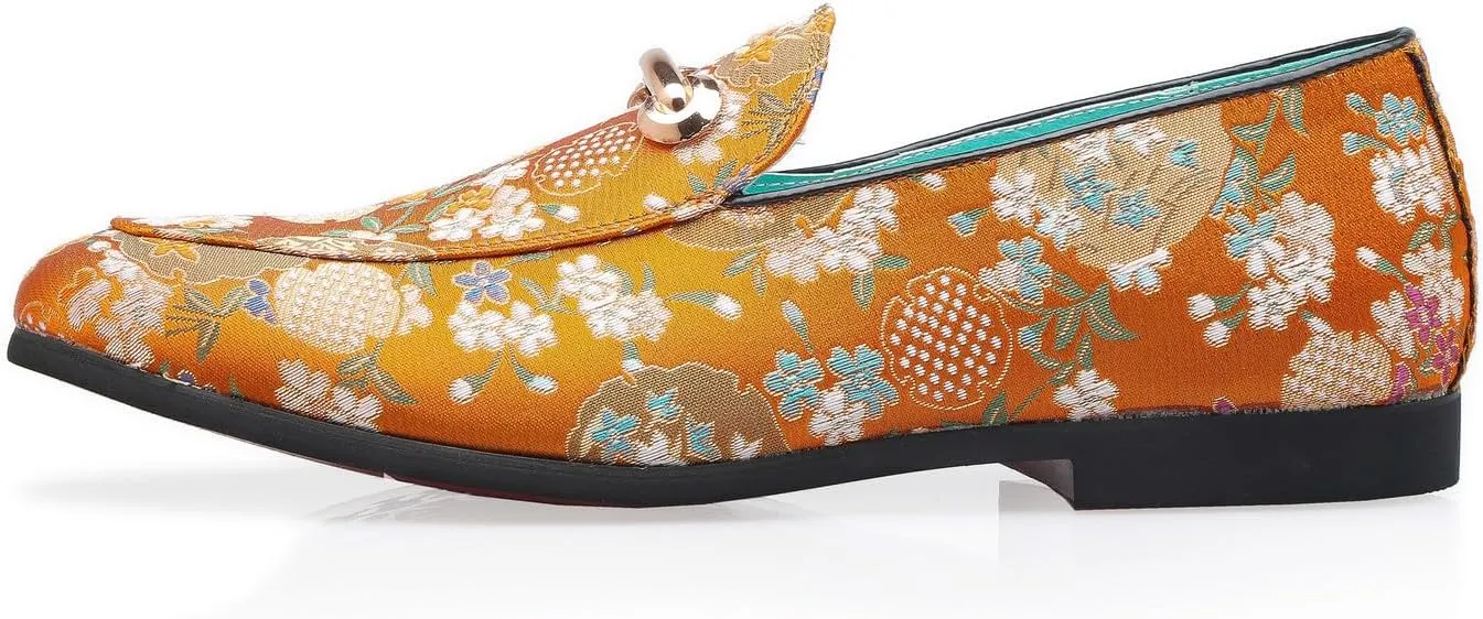 Loafers for Men Slip On Moccasins Smoking Slipper Embroidery Luxury Satin Casual Wedding Prom Dress Shoes