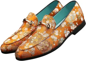 Loafers for Men Slip On Moccasins Smoking Slipper Embroidery Luxury Satin Casual Wedding Prom Dress Shoes
