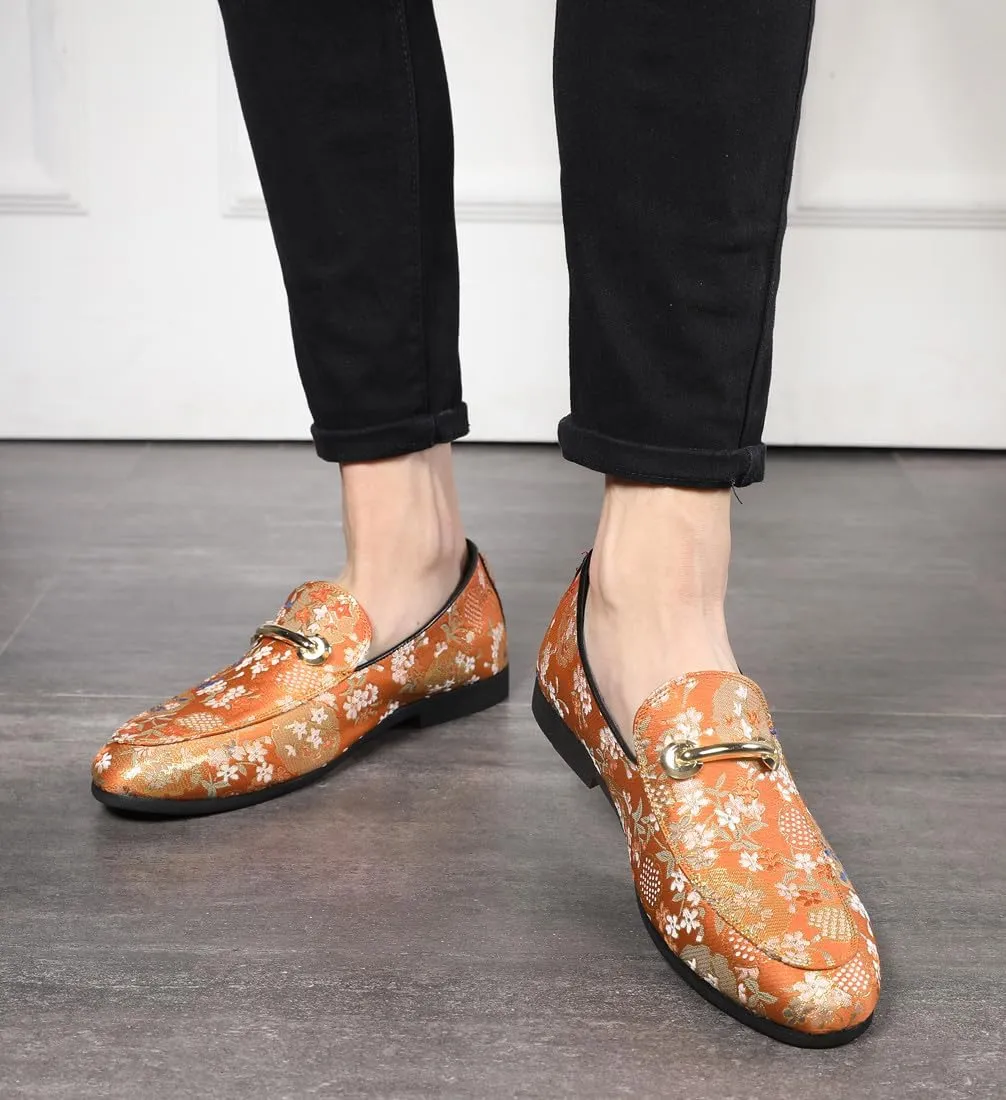 Loafers for Men Slip On Moccasins Smoking Slipper Embroidery Luxury Satin Casual Wedding Prom Dress Shoes