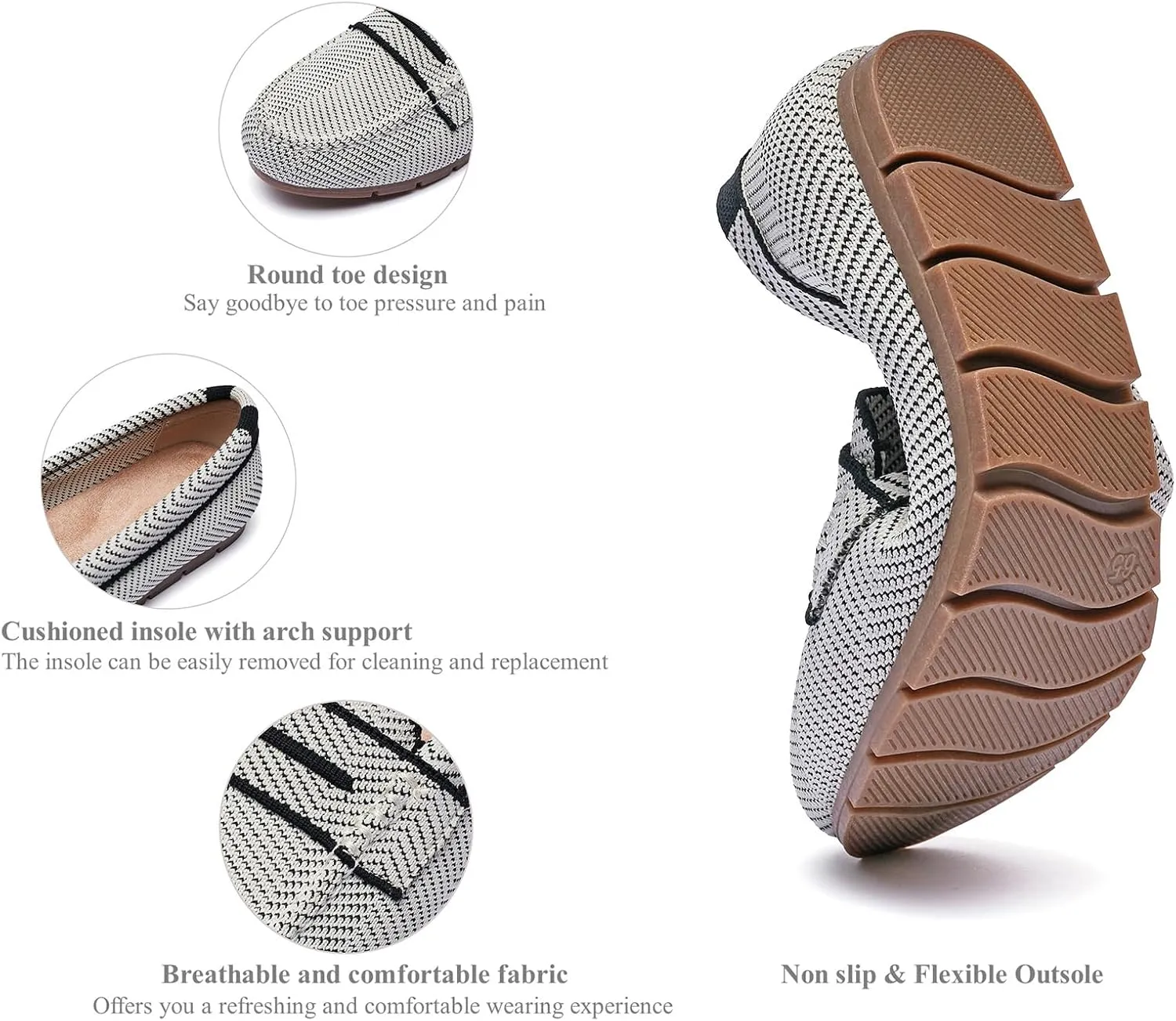 Loafers for Women Comfortable Dressy Casual Work Flats Lightweight & Breathable Slip On Walking Shoes Knit