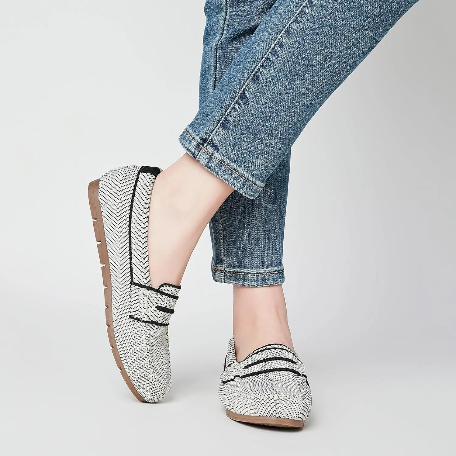 Loafers for Women Comfortable Dressy Casual Work Flats Lightweight & Breathable Slip On Walking Shoes Knit