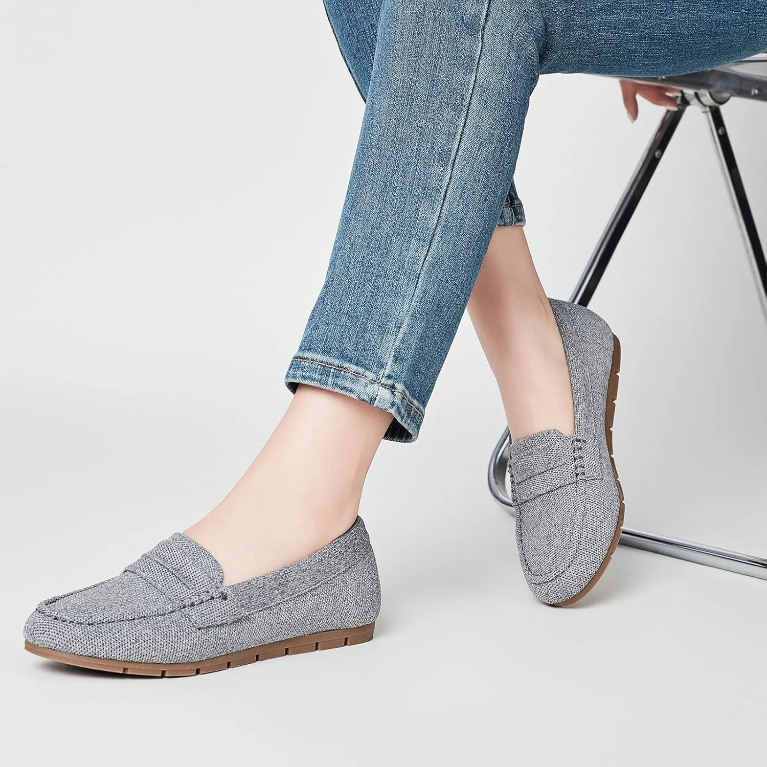 Loafers for Women Comfortable Dressy Casual Work Flats Lightweight & Breathable Slip On Walking Shoes Knit