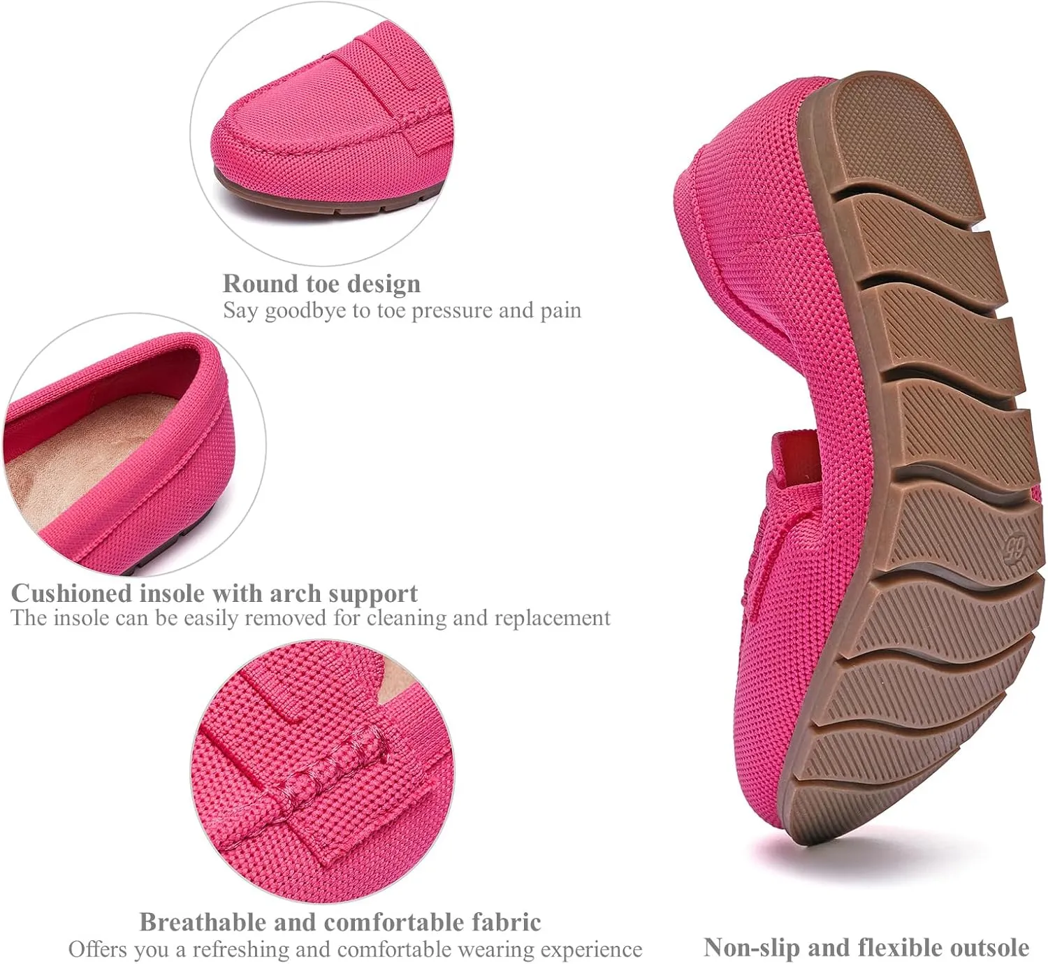 Loafers for Women Comfortable Dressy Casual Work Flats Lightweight & Breathable Slip On Walking Shoes Knit