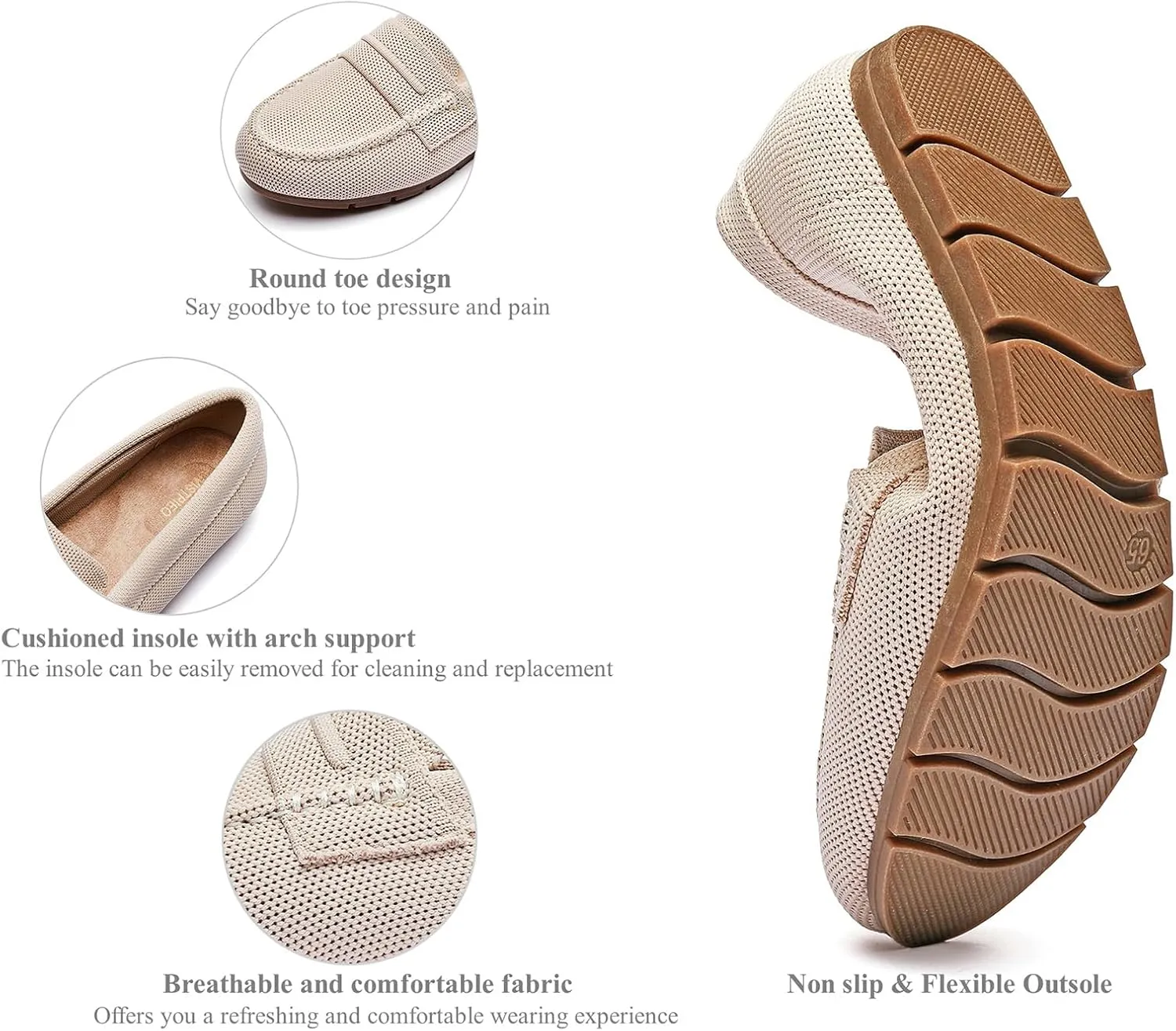 Loafers for Women Comfortable Dressy Casual Work Flats Lightweight & Breathable Slip On Walking Shoes Knit