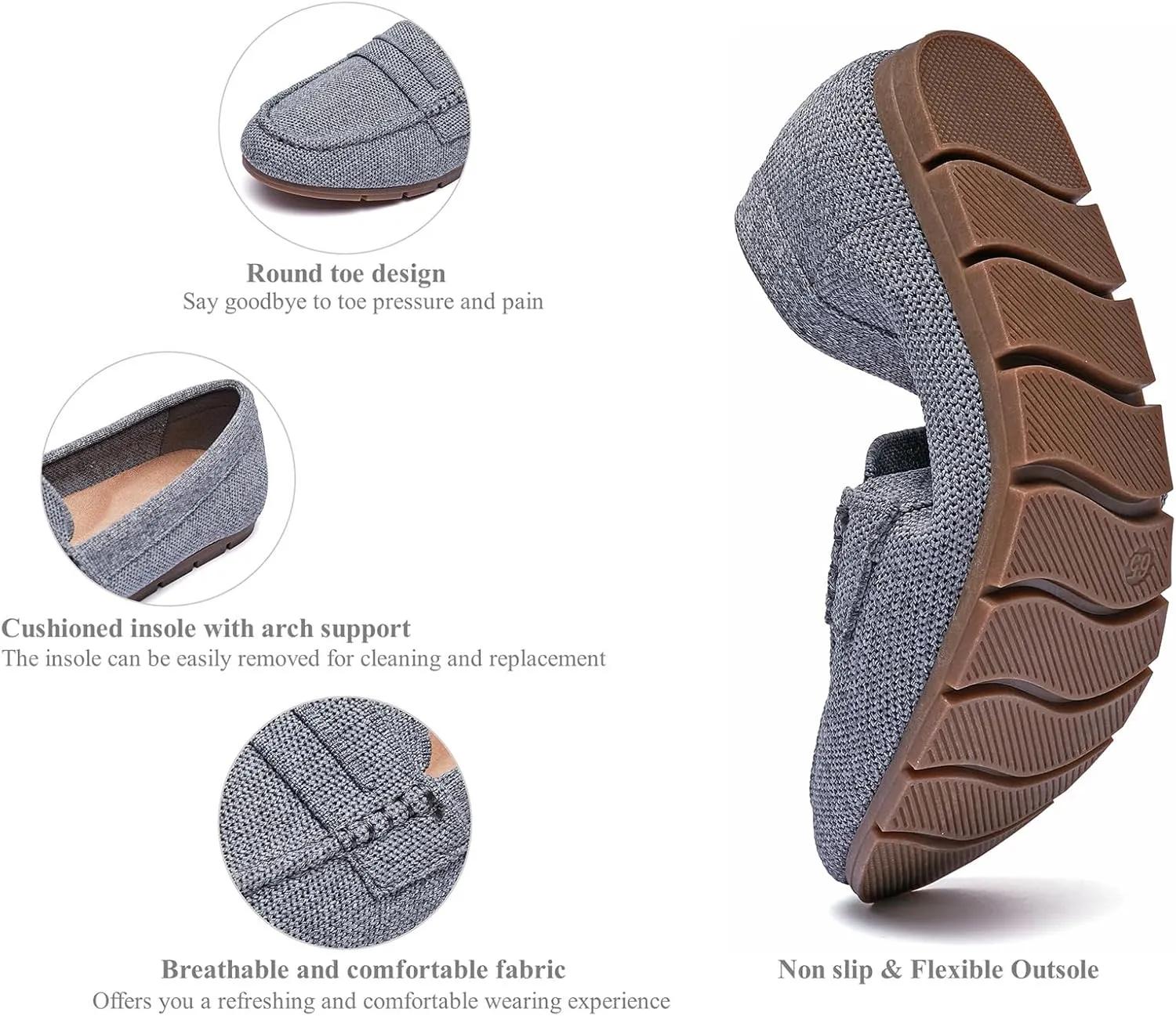 Loafers for Women Comfortable Dressy Casual Work Flats Lightweight & Breathable Slip On Walking Shoes Knit