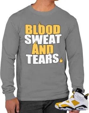 Long Sleeve T Shirt to Match Jordan 6 Yellow Ochre Men's Tees