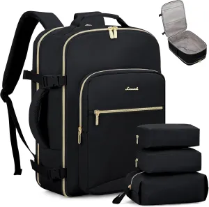LOVEVOOK Travel Backpack Carry on Backpack, 40L Flight Approved Personal Item Travel Bag with 17 Inch Laptop Backpacks for Women&Men, Large Suitcase Backpacks With 3 Packing Cubes, Black-Black