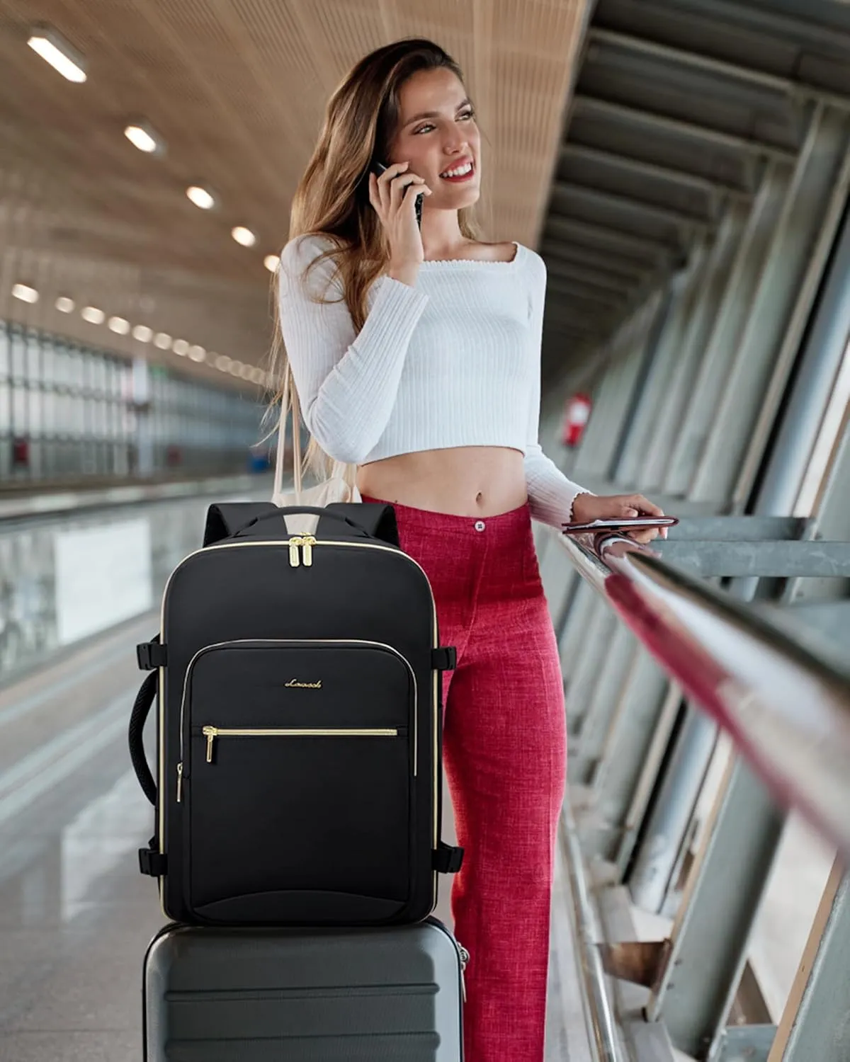 LOVEVOOK Travel Backpack Carry on Backpack, 40L Flight Approved Personal Item Travel Bag with 17 Inch Laptop Backpacks for Women&Men, Large Suitcase Backpacks With 3 Packing Cubes, Black-Black