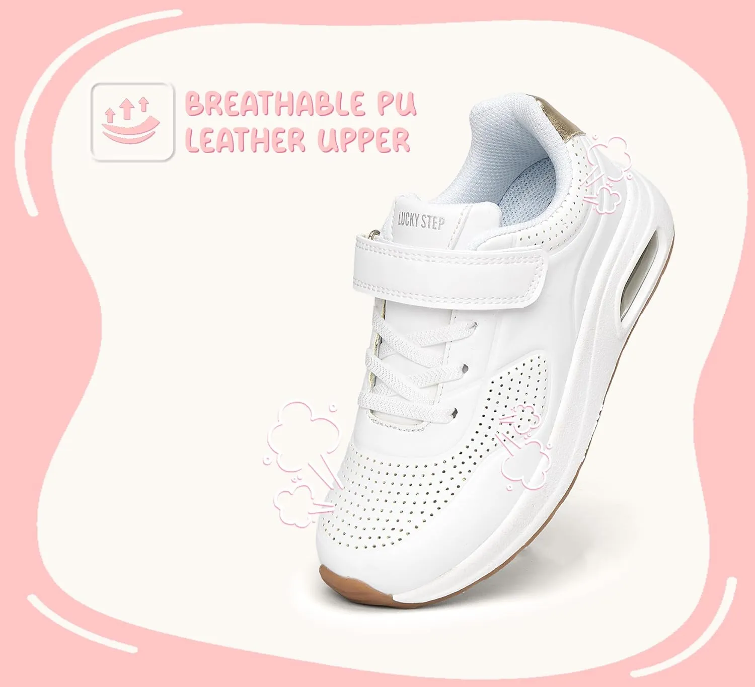 LUCKY STEP Boys Girls Athletic Running Shoes Air Lightweight Fashion Sneakers Casual Breathable Tennis Trainers for Little Kids