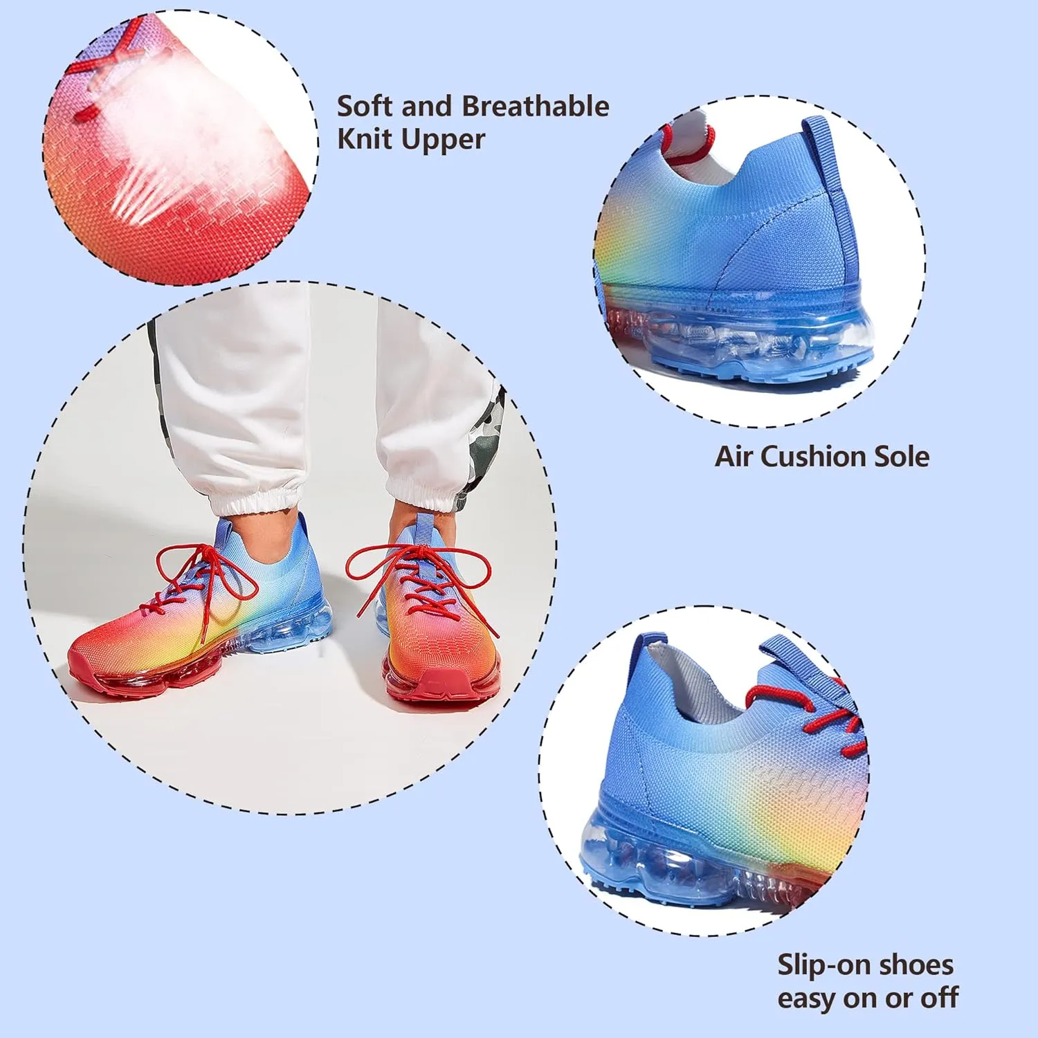 LUCKY STEP Women Air Cushion Fashion Sneakers Breathable Casual Comfortable Lightweight Walking Shoes