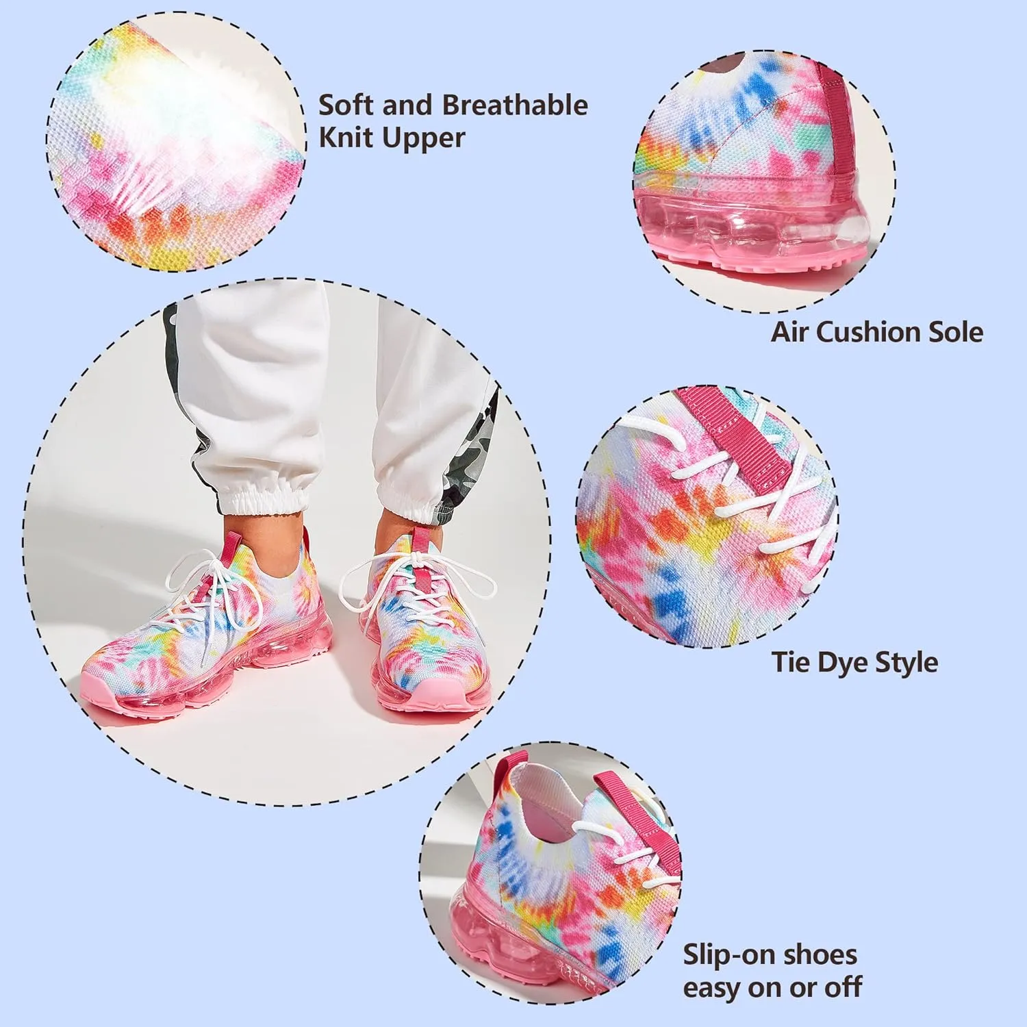 LUCKY STEP Women Air Cushion Fashion Sneakers Breathable Casual Comfortable Lightweight Walking Shoes