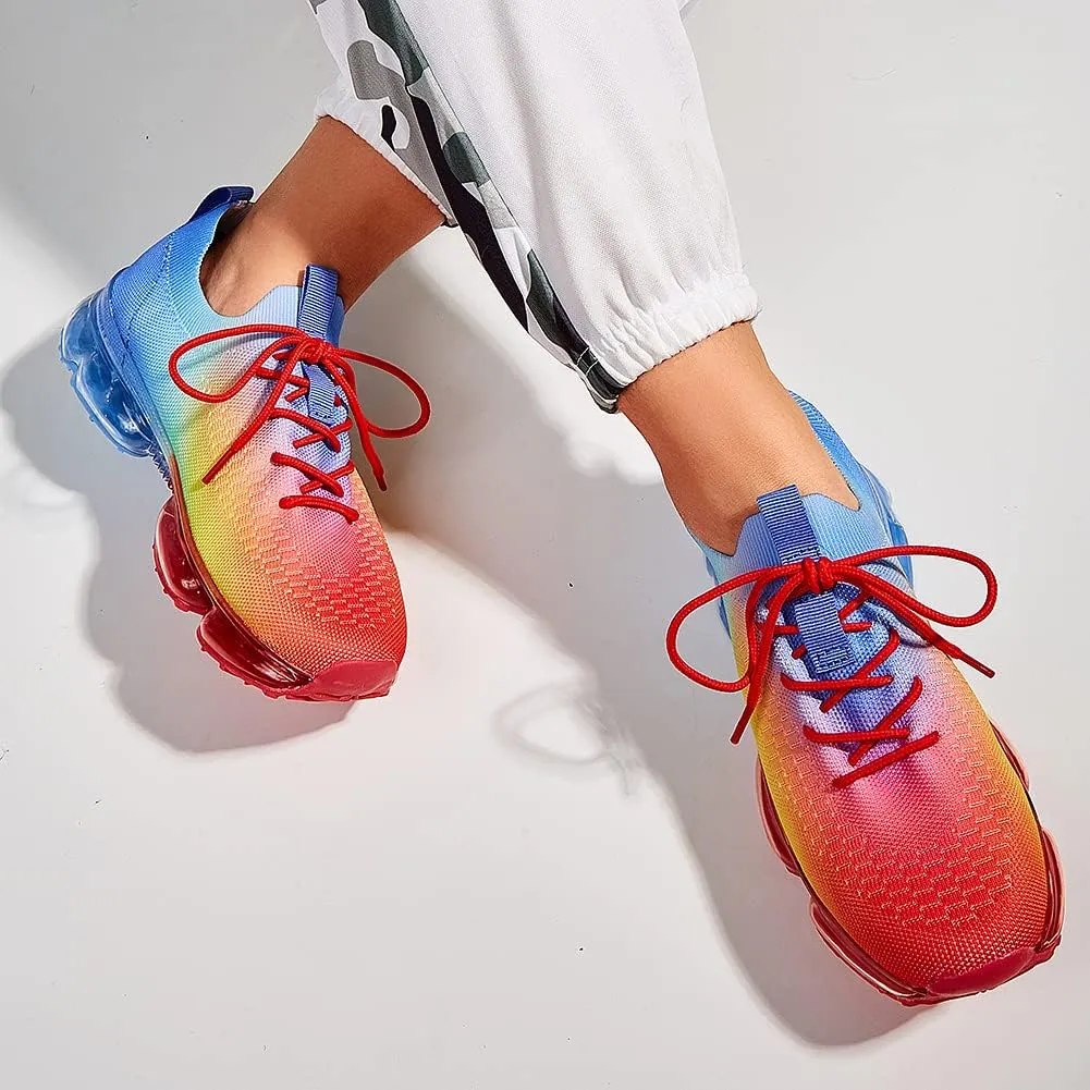 LUCKY STEP Women Air Cushion Fashion Sneakers Breathable Casual Comfortable Lightweight Walking Shoes