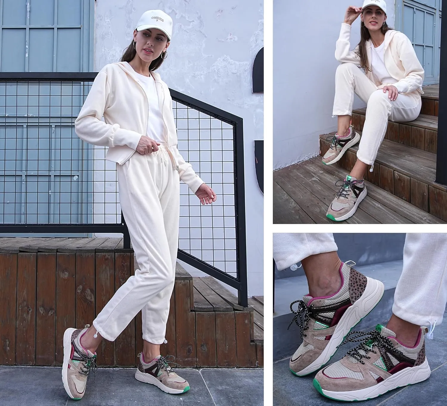 LUCKY STEP Women‘s Fashion Cusual Sneakers Platform Classic Leopard Walking Tennis Travel Shoes Chunky Colorful Lifestyle Sneakers