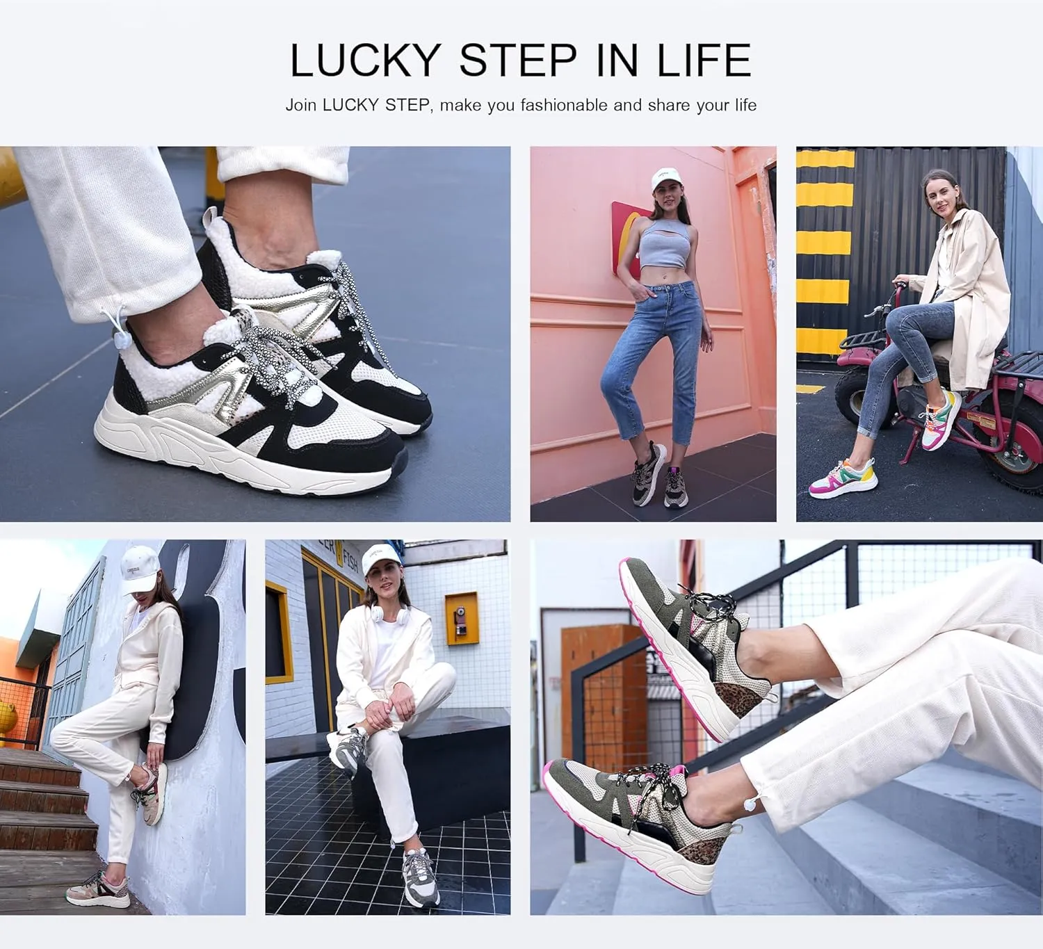 LUCKY STEP Women‘s Fashion Cusual Sneakers Platform Classic Leopard Walking Tennis Travel Shoes Chunky Colorful Lifestyle Sneakers