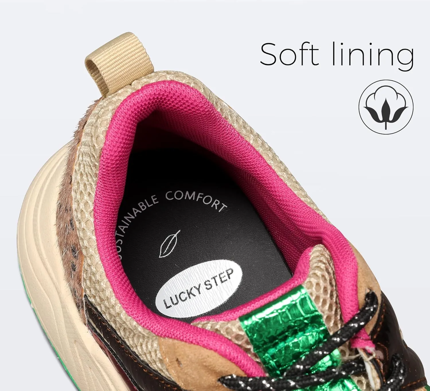 LUCKY STEP Women‘s Fashion Cusual Sneakers Platform Classic Leopard Walking Tennis Travel Shoes Chunky Colorful Lifestyle Sneakers