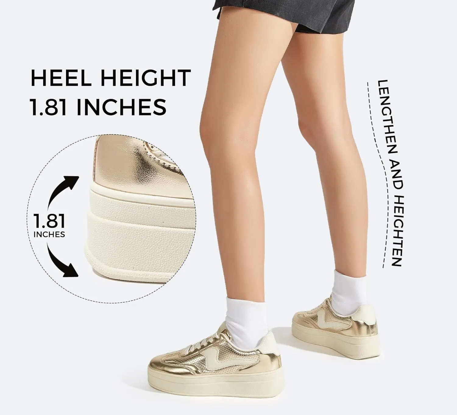 LUCKY STEP Women's Platform Fashion Sneakers Thick Sole Suede Genuine Leather Classic Rubber Gum Sole Low Top Casual Walking Shoes