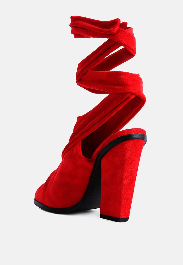 Mama Fav Lace Up Block Heel Mules By Ruw