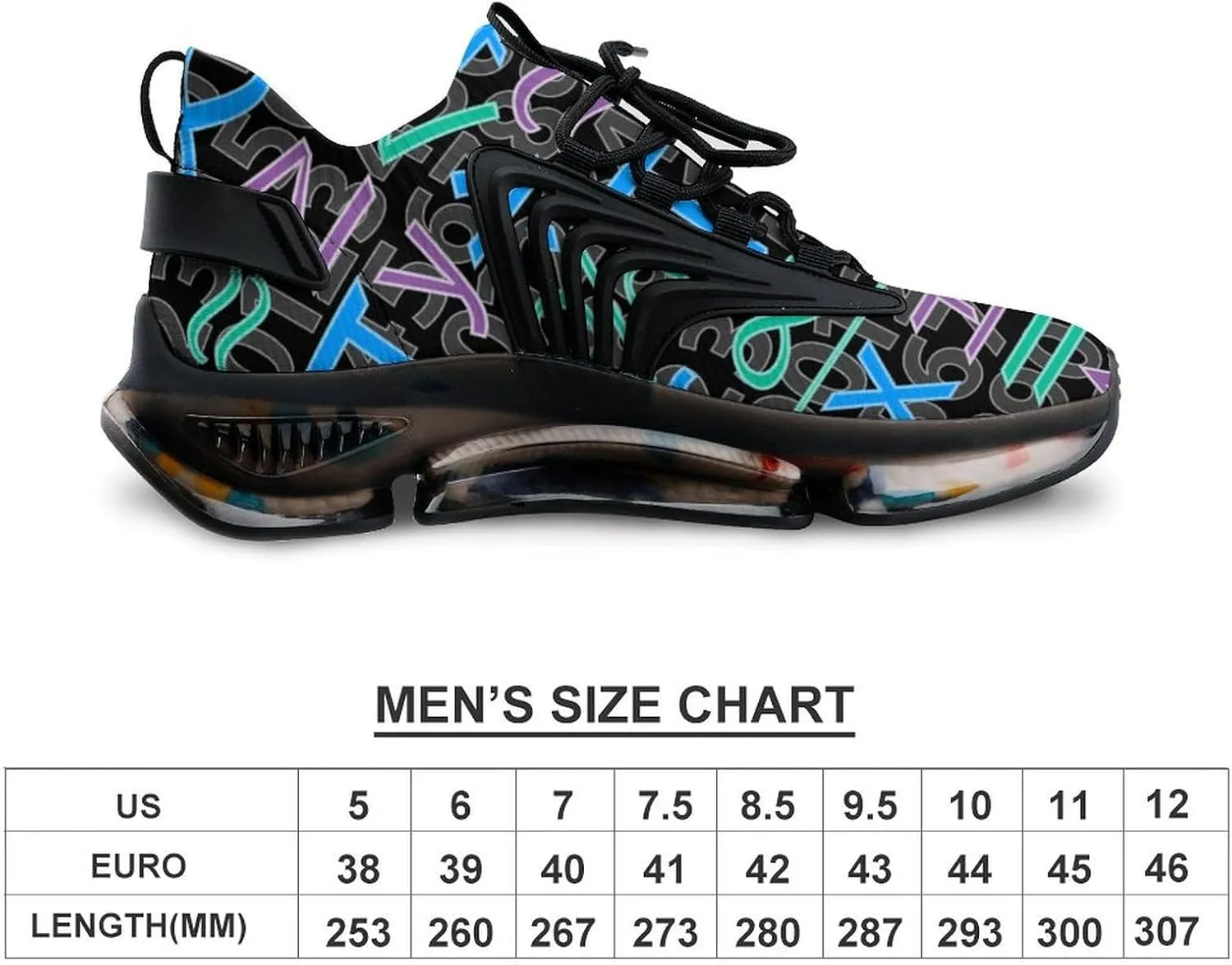 Math Notes Mens Running Shoes Lightweight Walking Tennis Shoes Soft Soled Elastic Cushion Basketball Shoes