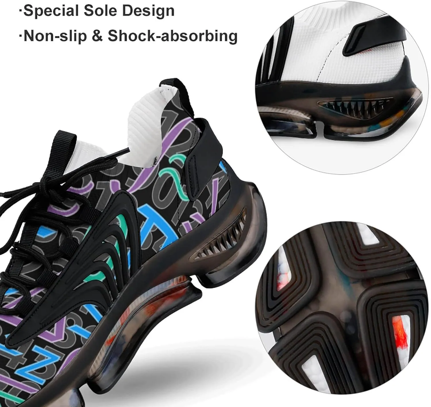 Math Notes Mens Running Shoes Lightweight Walking Tennis Shoes Soft Soled Elastic Cushion Basketball Shoes