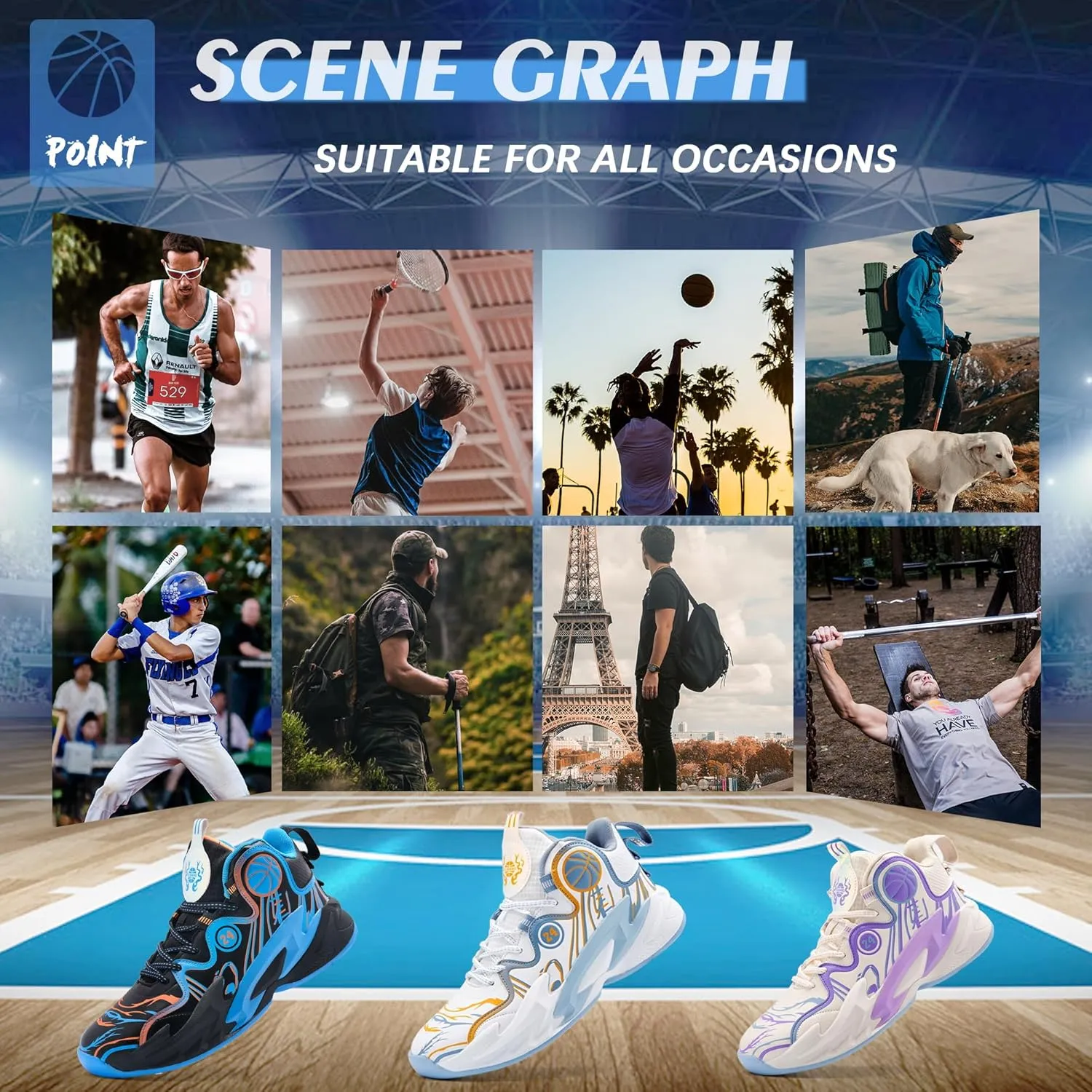 Men Basketball Shose Breathable Fashion Sneakers Non Slip Sport Shoes