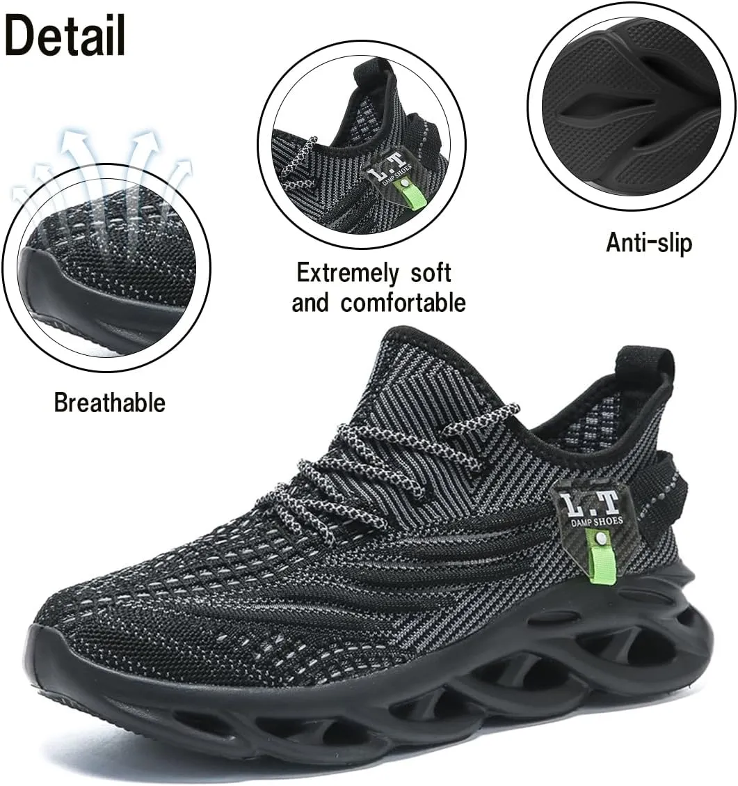 Men Running Shoes Men's Tennis Shoes Fashion Breathable Lightweight Sneakers Workout Non Slip Gym Shoe for Running Black