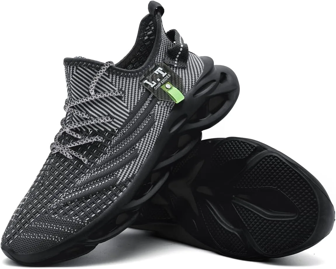 Men Running Shoes Men's Tennis Shoes Fashion Breathable Lightweight Sneakers Workout Non Slip Gym Shoe for Running Black