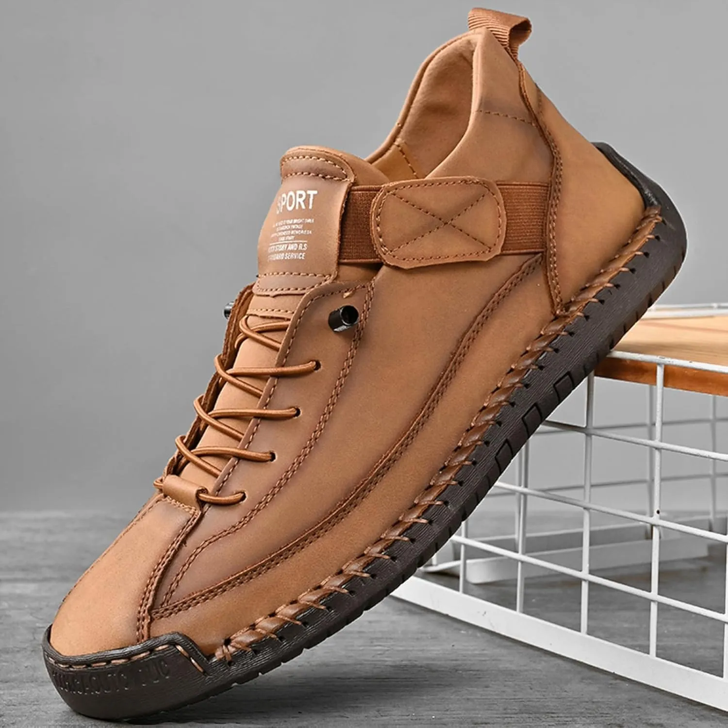 Mens Chukka Boots Non Slip Ankle Boots Loafers Casual Boots for Men Slip On Lightweight Dress Sneakers Handmade Fashion Sneakers Walking Driving Shoes