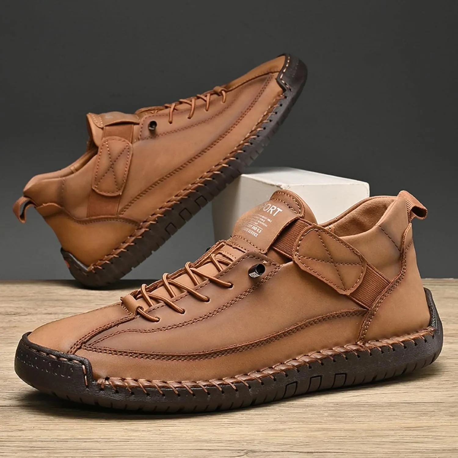 Mens Chukka Boots Non Slip Ankle Boots Loafers Casual Boots for Men Slip On Lightweight Dress Sneakers Handmade Fashion Sneakers Walking Driving Shoes