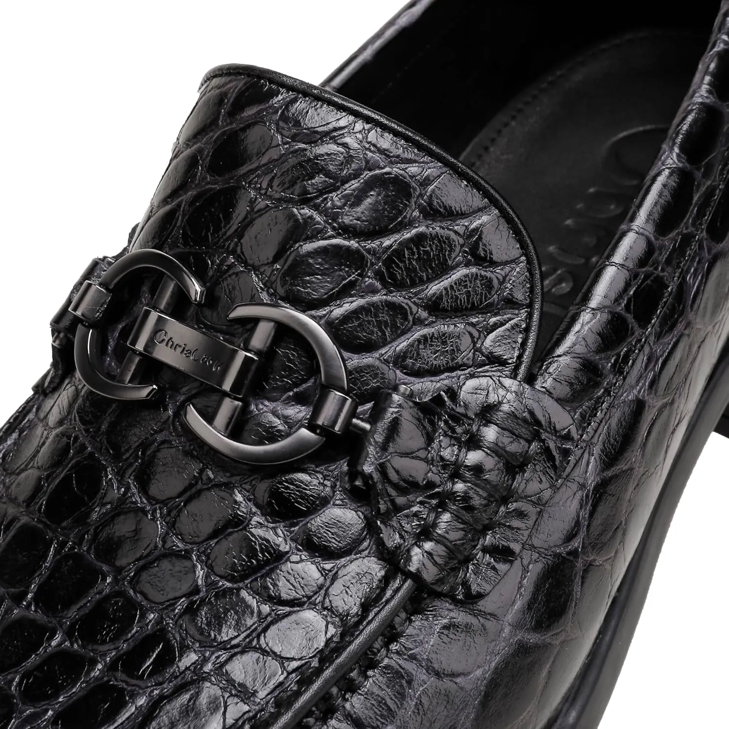 Men's Crocodile Printed Leather Dress Shoes Casual Loafer Slip on for Men