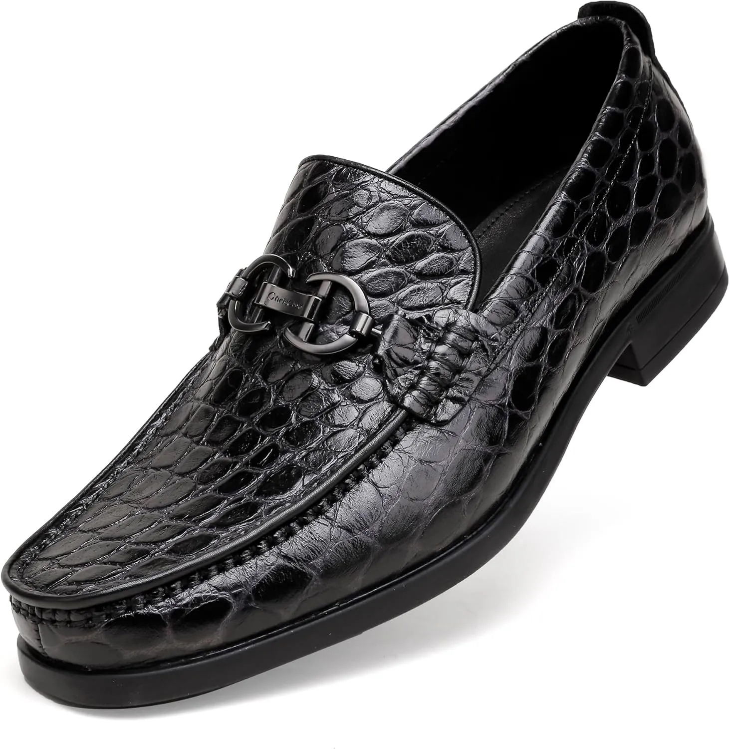 Men's Crocodile Printed Leather Dress Shoes Casual Loafer Slip on for Men