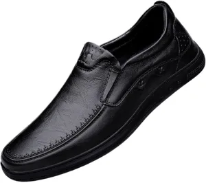 Mens Dress Shoes Spring Men's Genuine Leather Shoes First Layer of Cowhide Soft Leather Soft Sole Breathable Business Leather Shoes Loafers(Brown,38)