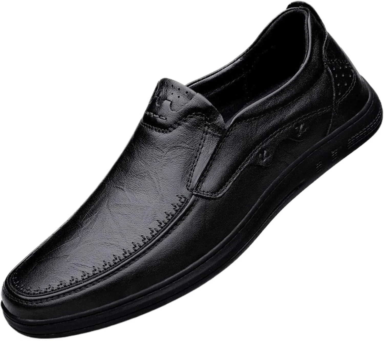 Mens Dress Shoes Spring Men's Genuine Leather Shoes First Layer of Cowhide Soft Leather Soft Sole Breathable Business Leather Shoes Loafers(Brown,38)
