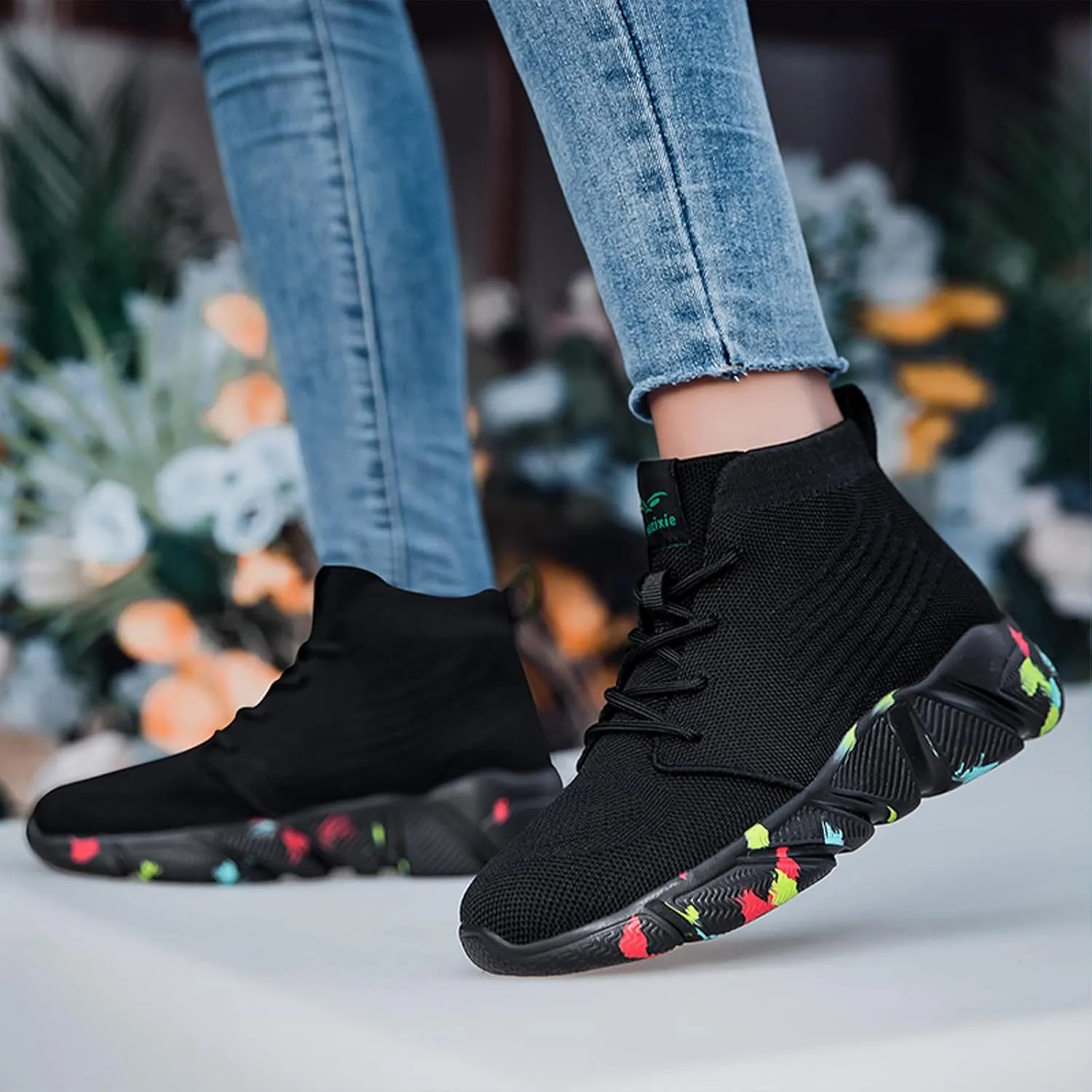 Men's High Top Breathable Sock Walking Shoes Casual Slip On Lightweight Soft Sole Fashion Sneakers Comfortable Work Gym Running Athletic Shoes