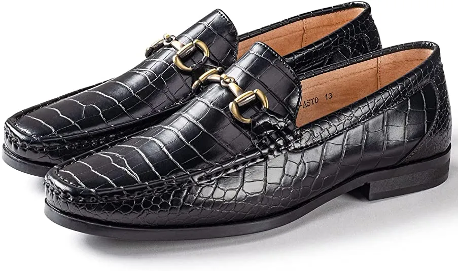 Men’s Loafer Shoes | Sleek Slip On Dress & Casual Shoes with Elegant Silver Metal Buckle | Ideal for Daily Wear
