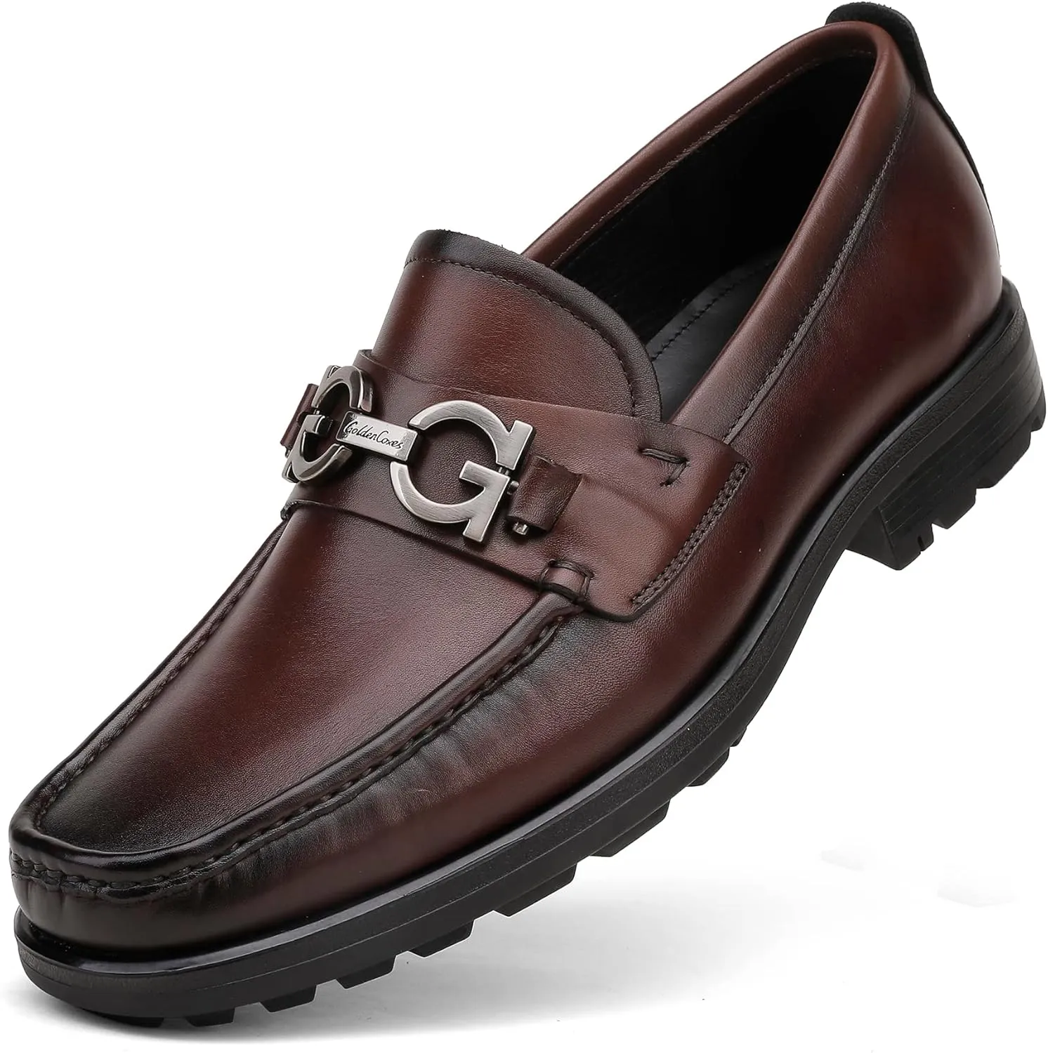 Men's Luxury Coffee Leather Penny Loafers, Classic Fashion Handmade Dress Shoes Casual Slip-on Loafer for Mens