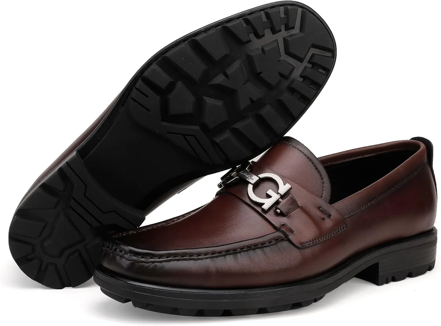 Men's Luxury Coffee Leather Penny Loafers, Classic Fashion Handmade Dress Shoes Casual Slip-on Loafer for Mens