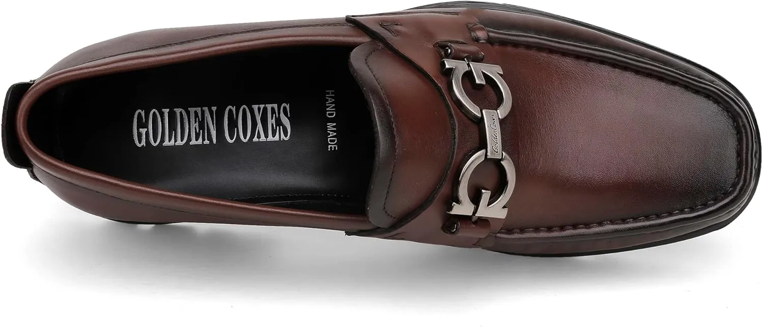 Men's Luxury Coffee Leather Penny Loafers, Classic Fashion Handmade Dress Shoes Casual Slip-on Loafer for Mens