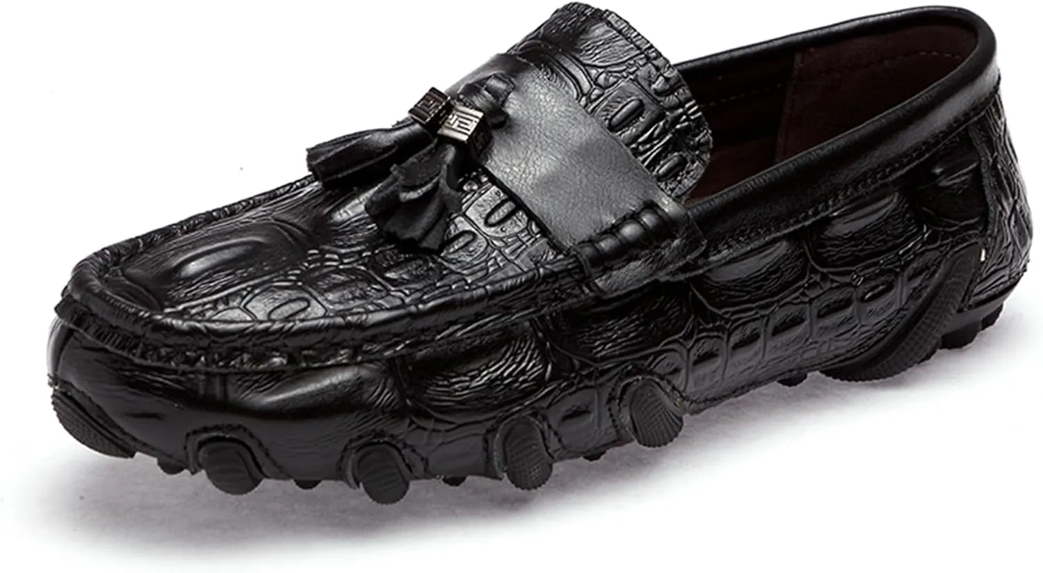 Men's Penny Loafers Moccasin Driving Shoes Fashion Crocodile Printed Slip On Flats Boat Shoes